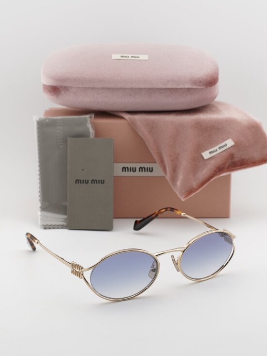 Miu Miu MU52YS ZVN80O Oval Sunglasses – Gold\\Blue Gradient main image 4